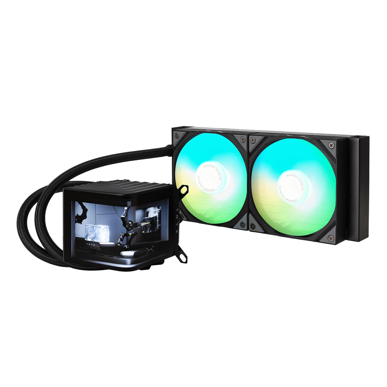 TRYX Panorama 240 Muti-Compatible ARGB AMOLED L-Shaped 3D Anamorphic Display Custom AIO Cooler (Black) L-P240A-AS2M-G0K