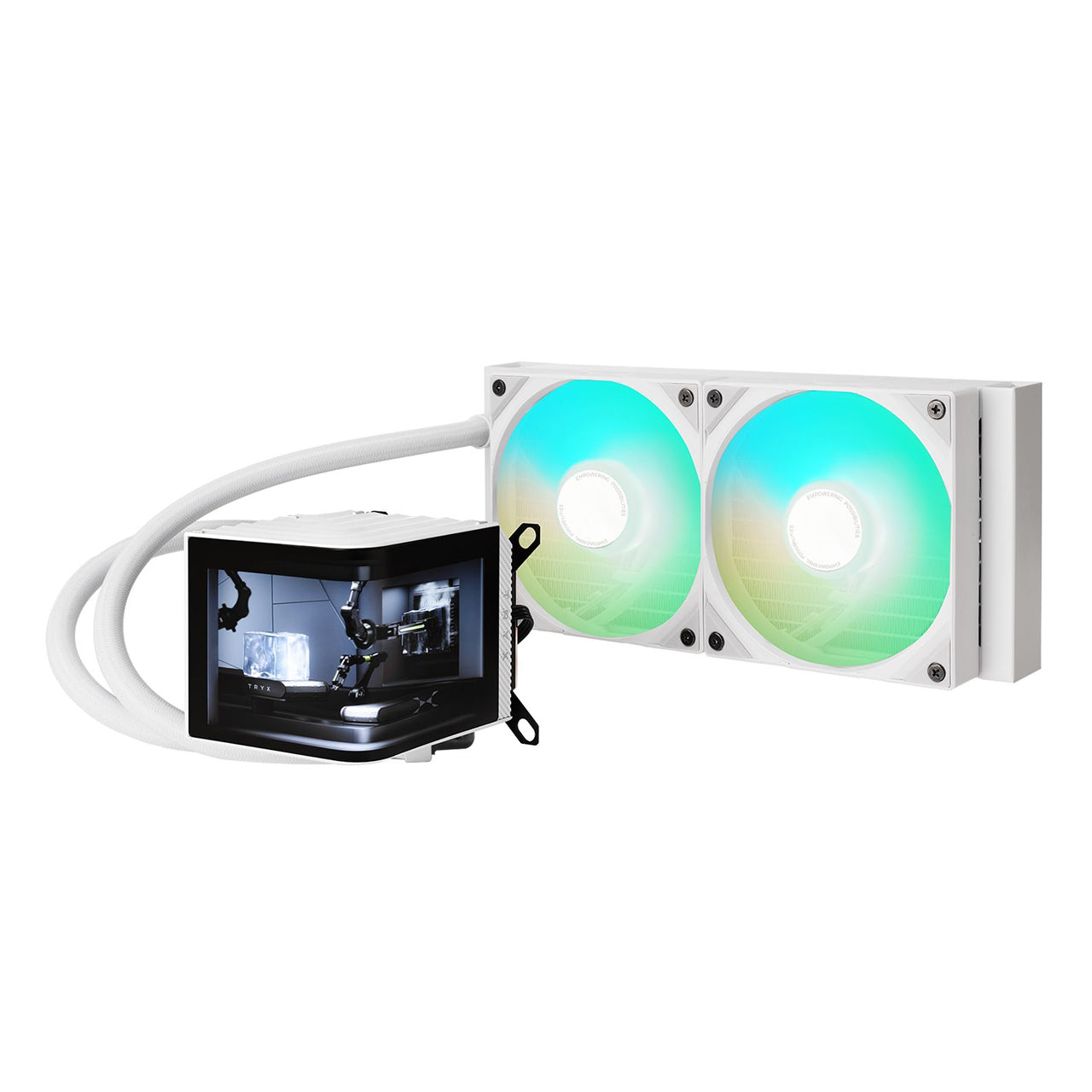 TRYX Panorama 240 Muti-Compatible ARGB AMOLED L-Shaped 3D Anamorphic Display Custom AIO Cooler (White) L-P240A-AS2M-G0W