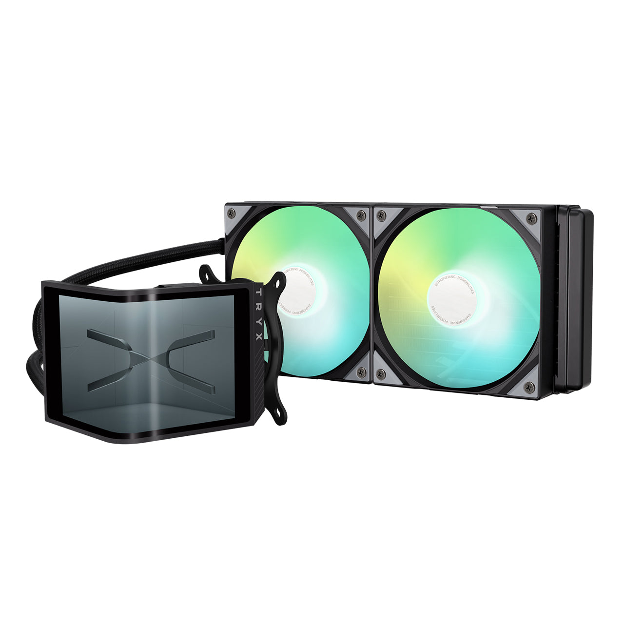 TRYX L-P240L-AM2M-G0K PANORAMA SE 240 ARGB 240mm AIO Rotatable MOLED Curved Screen 3D Cooler Asetek Adela - Black
