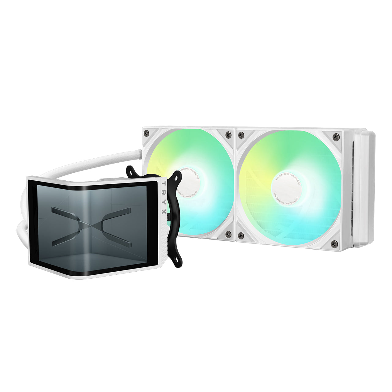 TRYX L-P240L-AM2M-G0W PANORAMA SE 240 ARGB 240mm AIO Rotatable MOLED Curved Screen 3D Cooler Asetek Adela - White