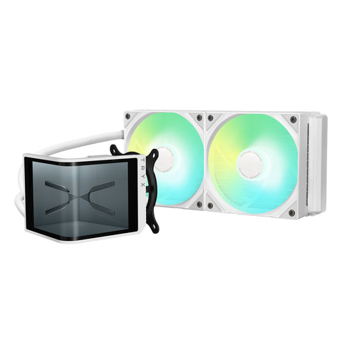 TRYX L-P240L-AM2M-G0W PANORAMA SE 240 ARGB 240mm AIO Rotatable MOLED Curved Screen 3D Cooler Asetek Adela - White