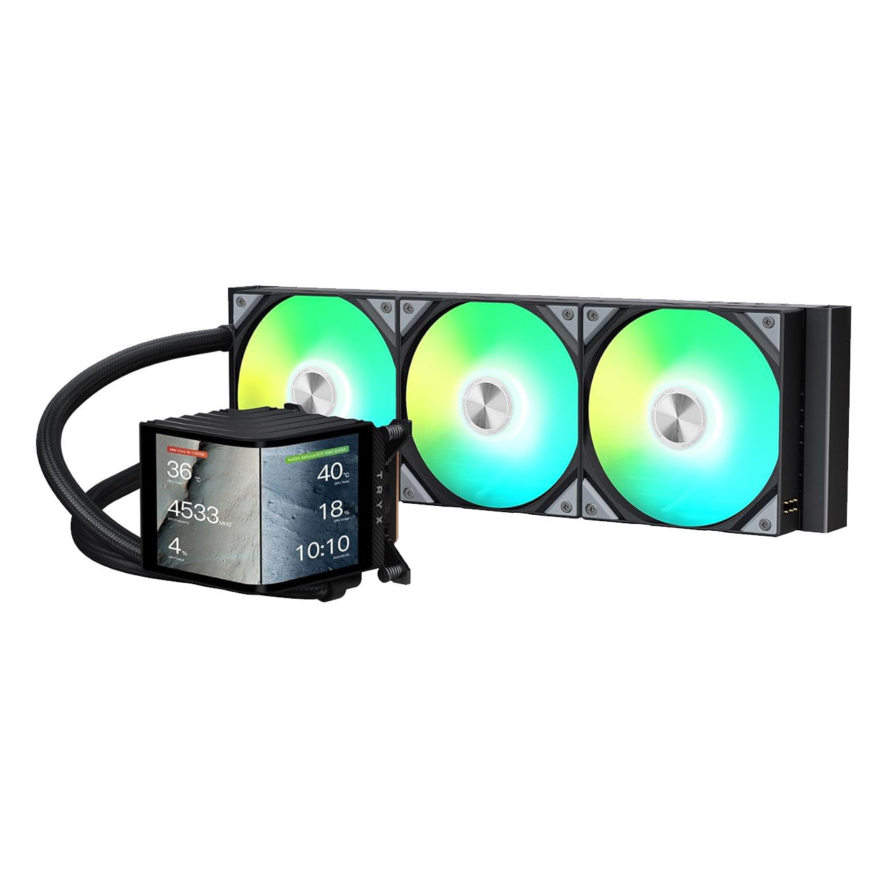 TRYX L-P360A-AS3M-G1K Panorama 360 ARGB 6.5'' AMOLED Curved Screen 3D Display AIO Cooler (Black)