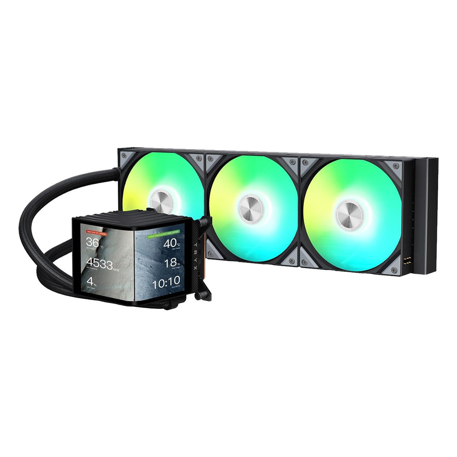 TRYX L-P360A-AS3M-G1K Panorama 360 ARGB 6.5'' AMOLED Curved Screen 3D Display AIO Cooler (Black)