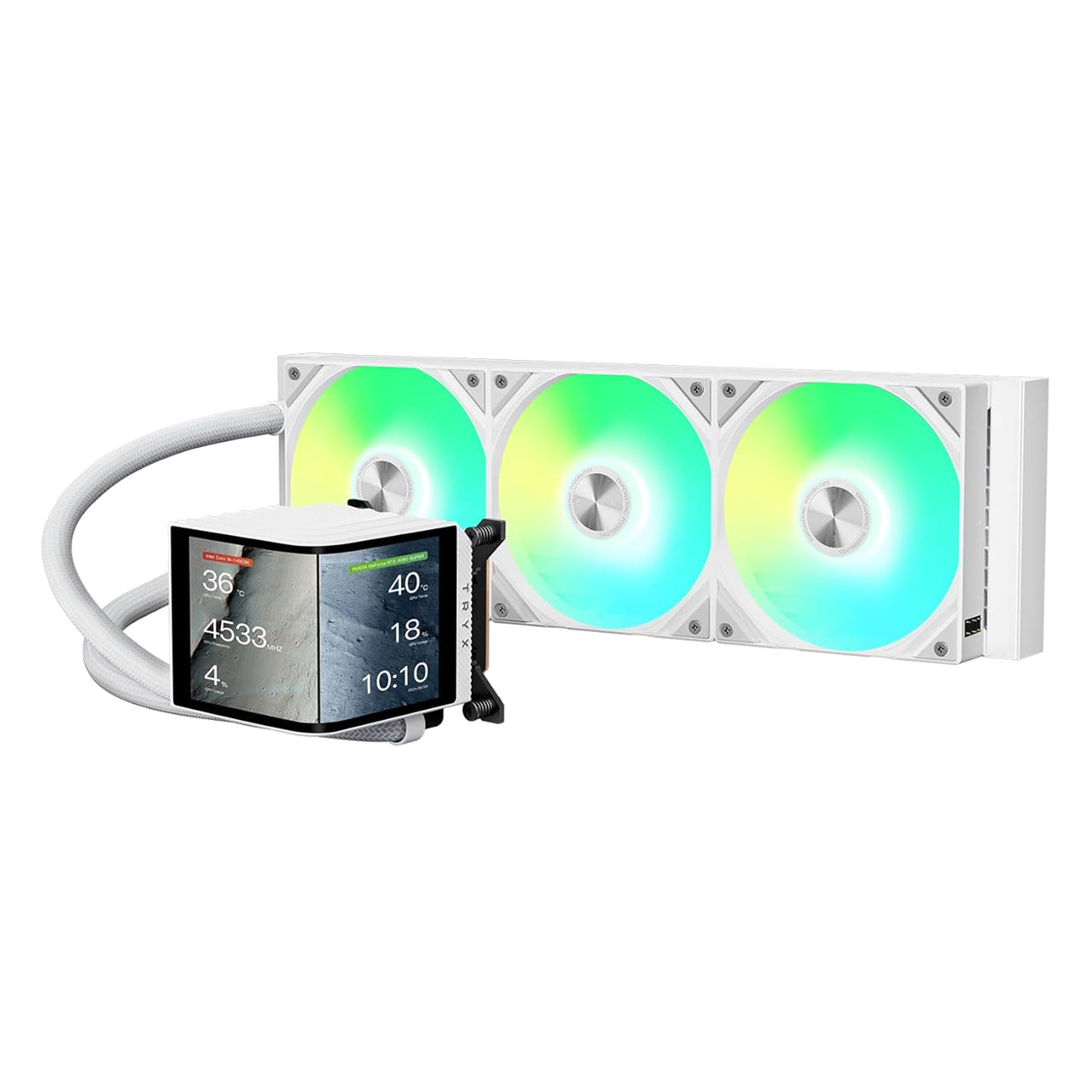 TRYX L-P360A-AS3M-G1W Panorama 360 ARGB 6.5'' AMOLED Curved Screen 3D Display AIO Cooler (White)
