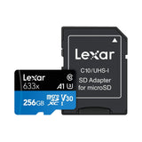 Lexar LSDMI256BBNL633A 256GB High-Performance UHS-I Class 10 U3 633x microSDXC Memory Card with SD Adapter