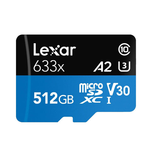 Lexar LSDMI512BBNL633A 512GB High-Performance UHS-I Class 10 U3 633x microSDXC Memory Card with SD Adapter