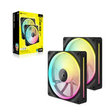 Corsair CO-9051028-WW iCUE Link LX140 RGB 140mm PWM Fan Dual Pack Includes iCUE Link System Hub -Black