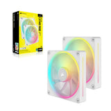 Corsair CO-9051032-WW iCUE Link LX140 RGB 140mm PWM Fan Dual Pack ,Dual Light Loops Includes iCUE Link System Hub, White