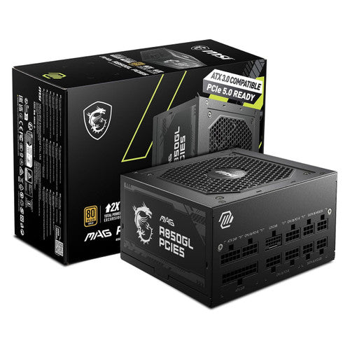 MSI MAG A850GL PCIE 5.1 & ATX 3.1 Gaming Power Supply Full Modular 80 Plus Gold Certified 850W MAGA850GLPCIE5
