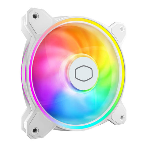Cooler Master MasterFan MF120 Halo²Fan, Duo-Ring ARGB Gen2 LED 120mm Hybrid Frame Case fan, Liquid-White MFL-B2DW-21NP2-R2