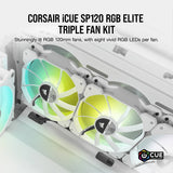 Corsair iCUE SP120 RGB ELITE Performance 120mm PWM Triple Fan Kit w/ iCUE Lighting Node CORE (White) CO-9050137-WW
