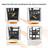12GPU Mining Rig Frame - The Sluice V2 Steel Open Frame Mining Rig Case, Stackable Chassis for Crypto Coin Currency - Frame Only (Black) AAAIRMC12