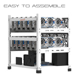 AAAwave 12GPU Mining Rig Frame (White) and 12 x AAAwave PCIe Riser V011Pro 1x to 16x Graphic Extension for GPU Mining