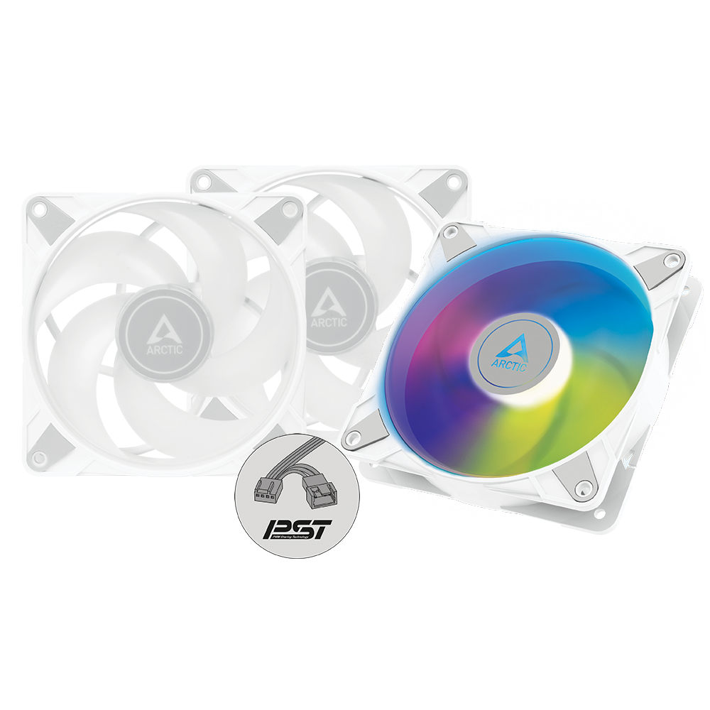 ARCTIC ACFAN00254A (Pack 3) P12 PWM PST A-RGB 0dB Pressure-optimised 120 mm Case Fan (White)