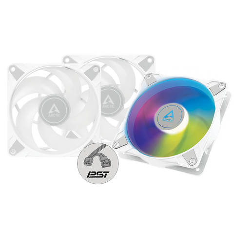 ARCTIC ACFAN00254A (Pack 3) P12 PWM PST A-RGB 0dB Pressure-optimised 120 mm Case Fan (White)