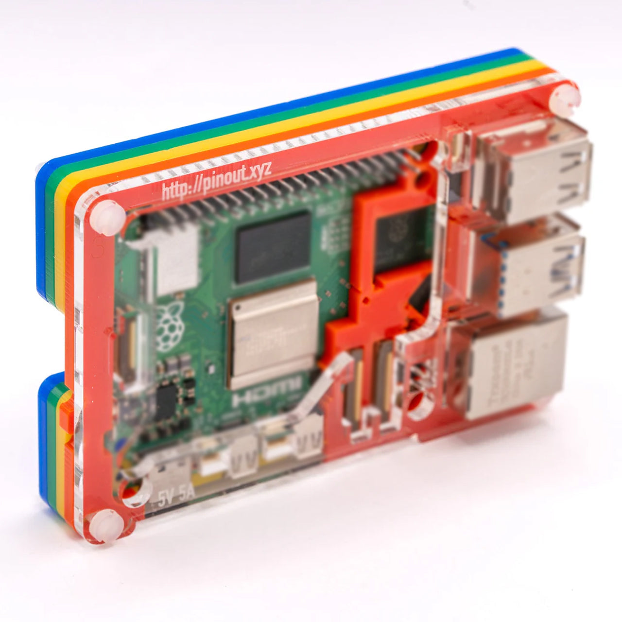 Pimoroni Pibow Coupe 5 (Case for Raspberry Pi 5) – Rainbow PIM678