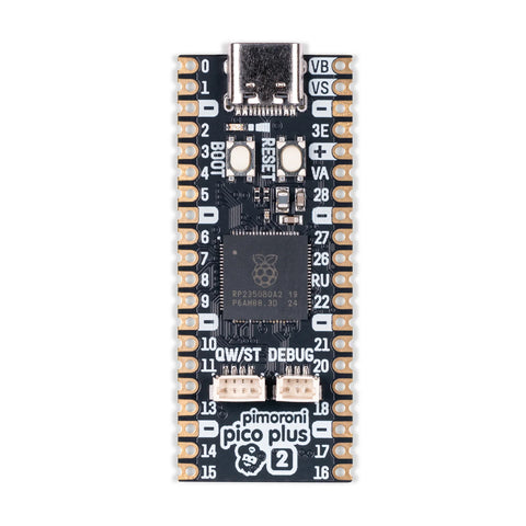 Pimoroni RP2350 microcontroller with 16MB of flash memory, 8MB of PSRAM, USB-C, Qw/ST and debug connectors PIM724