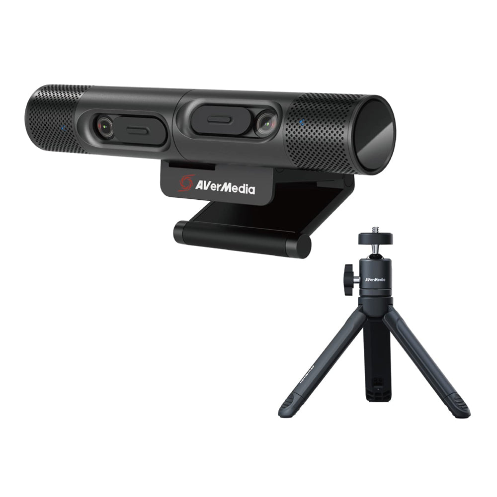 AVerMedia PW313D DualCam, Two Autofocus Cameras in 2K30fps and 1080p30fps, Works with Zoom, Teams, Skype, Includes Tripod