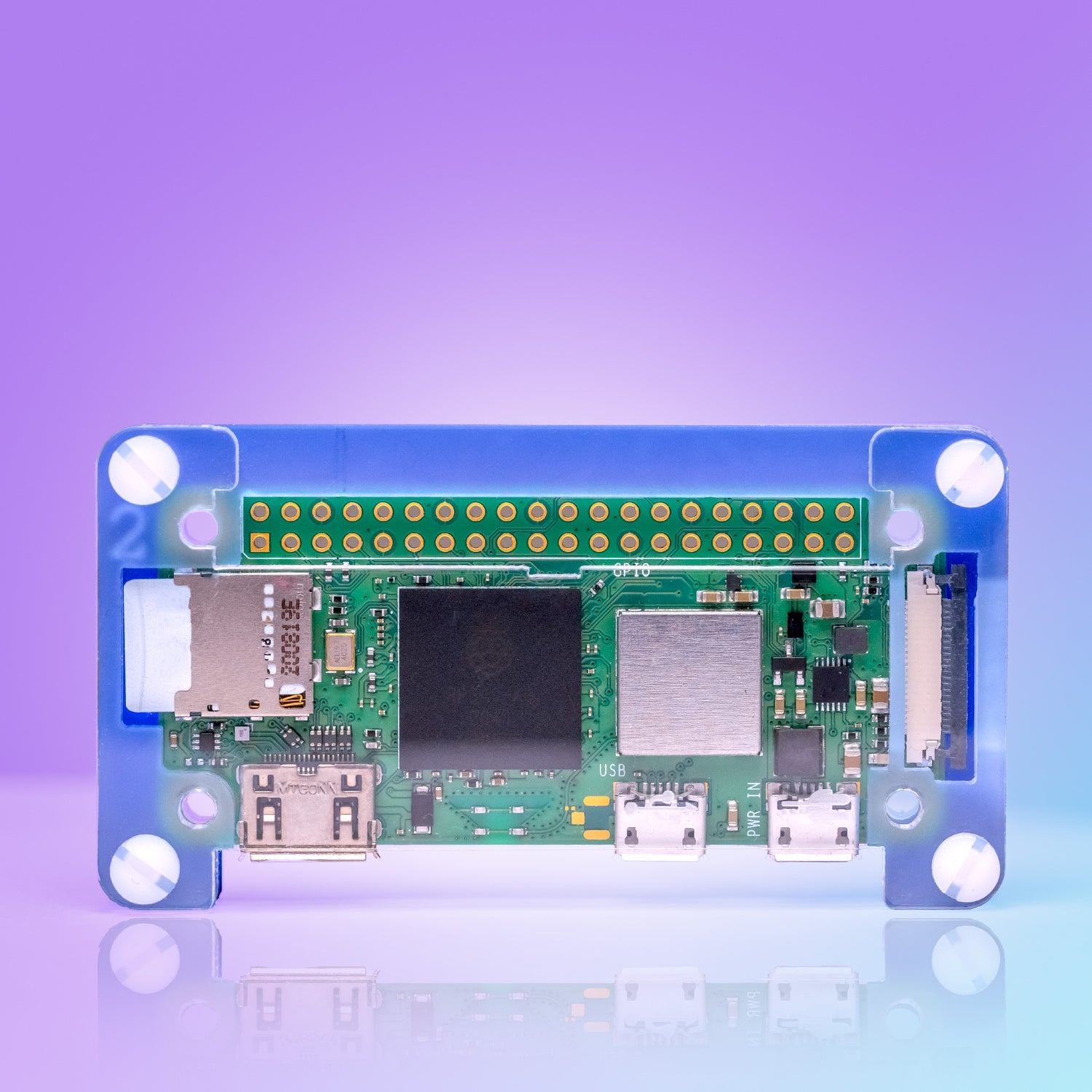 Pimoroni PIM595 Pibow Zero 2 W case, in calming violet waters-ocean blue, purple