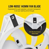 Corsair CO-9050105-WW QL Series, iCUE QL140 RGB, 140mm RGB LED PWM  Single Fan- White