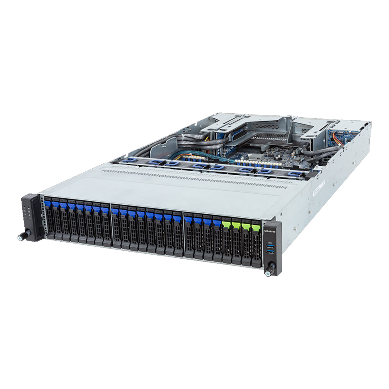 Gigabyte 2U Rack Server - 5th/4th Gen Intel Xeon Scalable Dual CPU, 6+4 Gen5 PCIe Slots, 24+2 Gen4 NVMe/SATA/SAS Bays R283-S92 Rev. AAE4