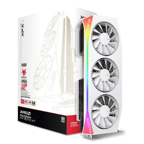 XFX Mercury AMD Radeon RX 9070XT OC Magnetic Air White Edition with RGB 16GB GDDR6 HDMI 3xDP, AMD RDNA 4 RX-97TMARGW9