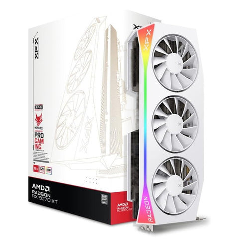 XFX Mercury AMD Radeon RX 9070XT OC Gaming White Edition with RGB 16GB GDDR6, HDMI 3xDP, AMD RDNA 4 RX-97TRGBBW9