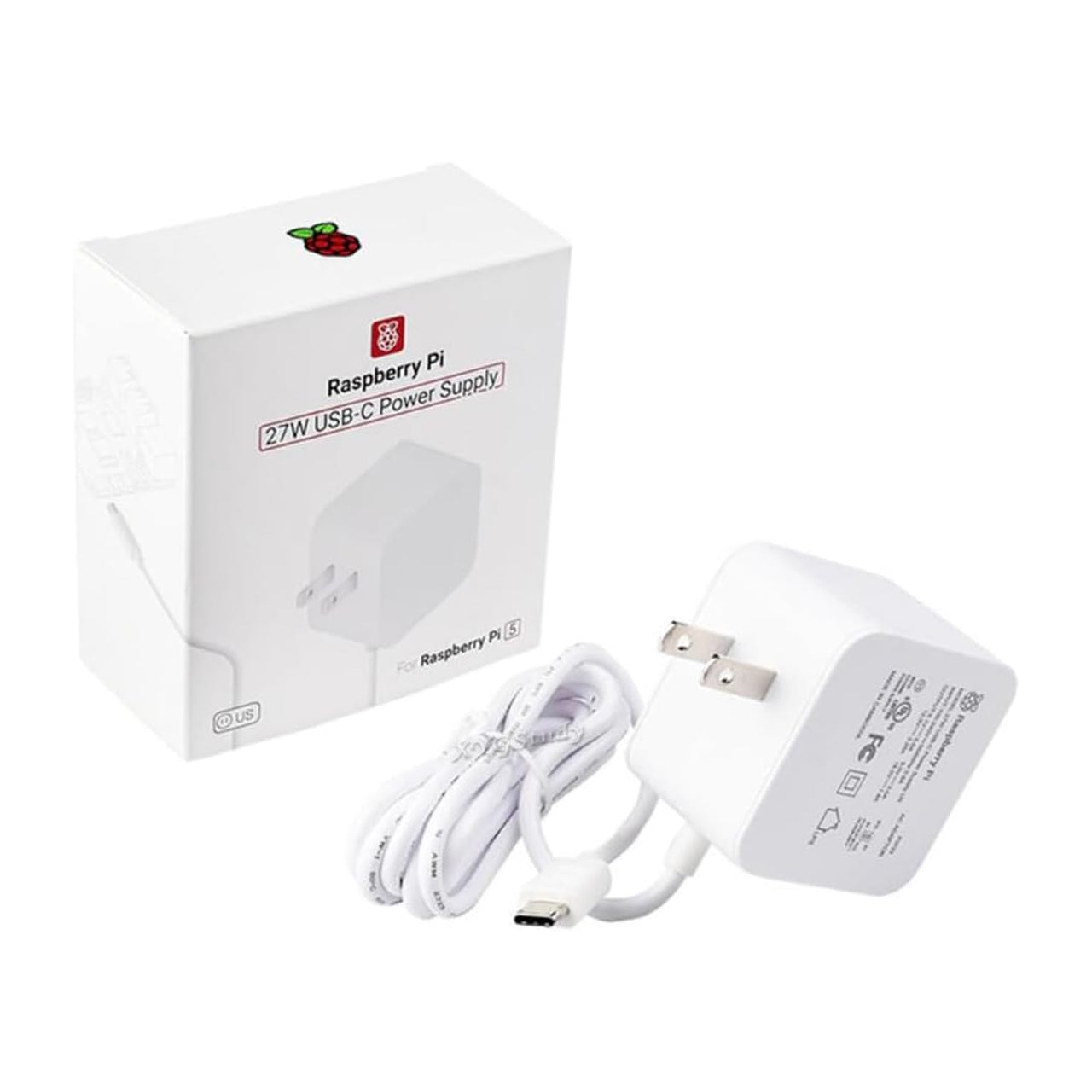 Raspberry Pi Power Adapter Pi5 Official Original 27W Power PD Adapter USB-C 5.1V5A Type-C Interface (White) SC1153