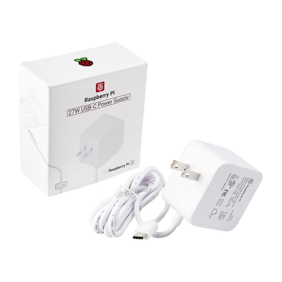 Raspberry Pi Power Adapter Pi5 Official Original 27W Power PD Adapter USB-C 5.1V5A Type-C Interface (White) SC1153