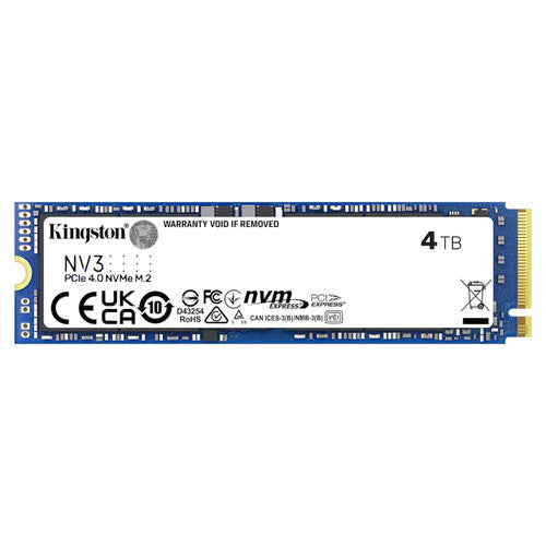Kingston SNV3S/4000G NV3 4TB M.2 2280 NVMe SSD PCIe 4.0 Gen 4x4 Up to 6000 MB/s