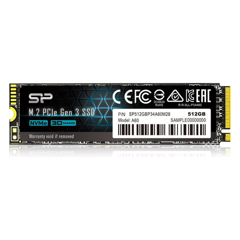 Silicon Power 512GB NVMe M.2 PCIe Gen3x4 2280 SSD read speeds up to 2,200MB/s SP512GBP34A60M28