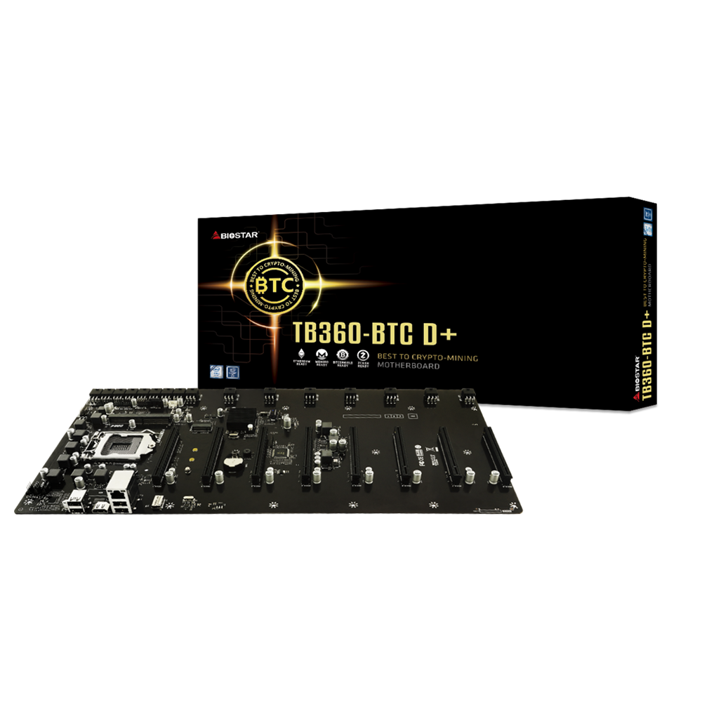 Biostar TB360-BTC D+ LGA1151 Supports 14nm Intel B360, PCIe up to 8 slots, DDR4-2666 Motherboard (Best to Crypto-Mining)