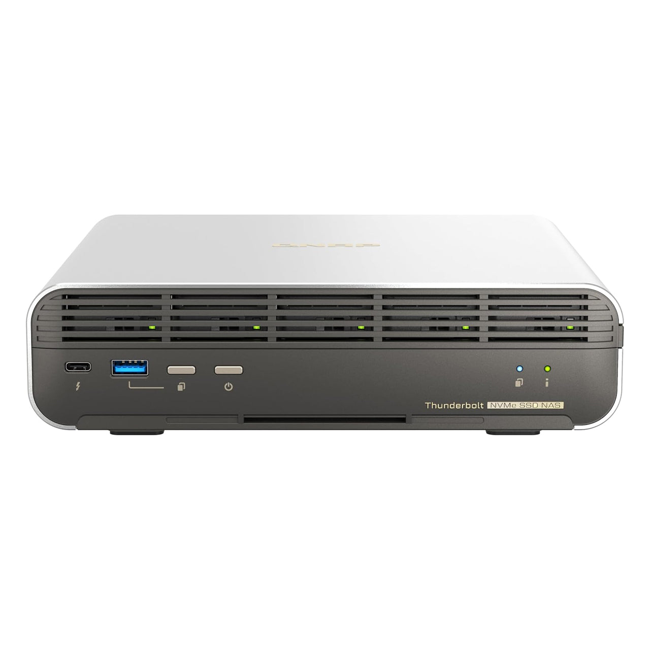QNAP TBS-H574TX-I3-12G-US 5-bay All-Flash NASbook. Intel i3 8C/12T Processor, 12GB DDR4 RAM, 5 x E1.S  or 5 x M.2 2280
