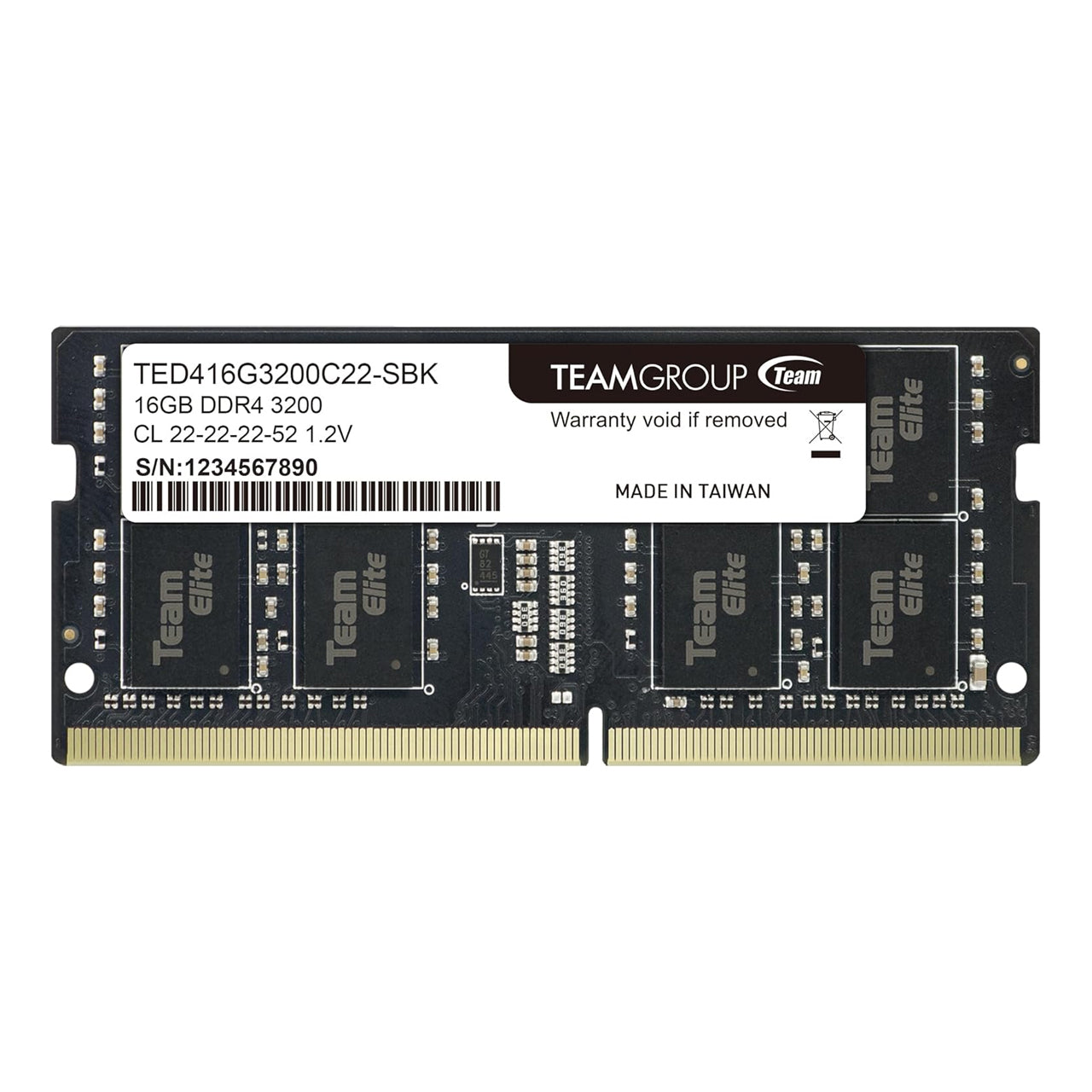 TEAMGROUP TED416G3200C22-S01  Elite DDR4 16GB Single 3200MHz PC4-25600 CL22 SODIMM 260-Pin Memory Module Ram