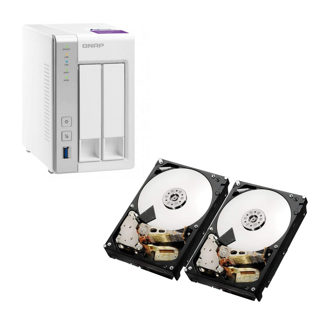Special bundle - Qnap TS-231P-US Personal Cloud NAS + Pack of 2 - HGST 0S04007 Deskstar NAS 3.5-Inch 6TB Internal Hard Drive