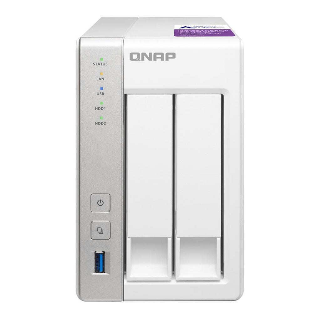 Qnap TS-231P-US Personal Cloud NAS with DLNA mobile apps and Airplay support. ARM Cortex A15 1.7GHz Dual Core 1GB RAM