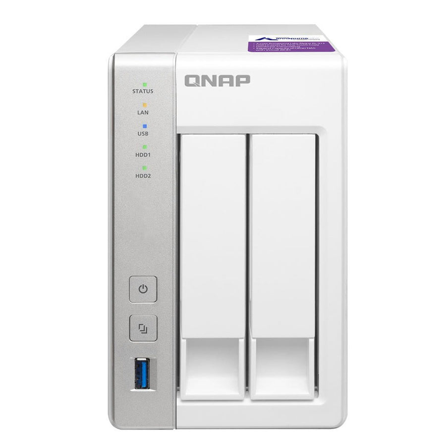 Qnap TS-231P-US Personal Cloud NAS with DLNA mobile apps and Airplay support. ARM Cortex A15 1.7GHz Dual Core 1GB RAM