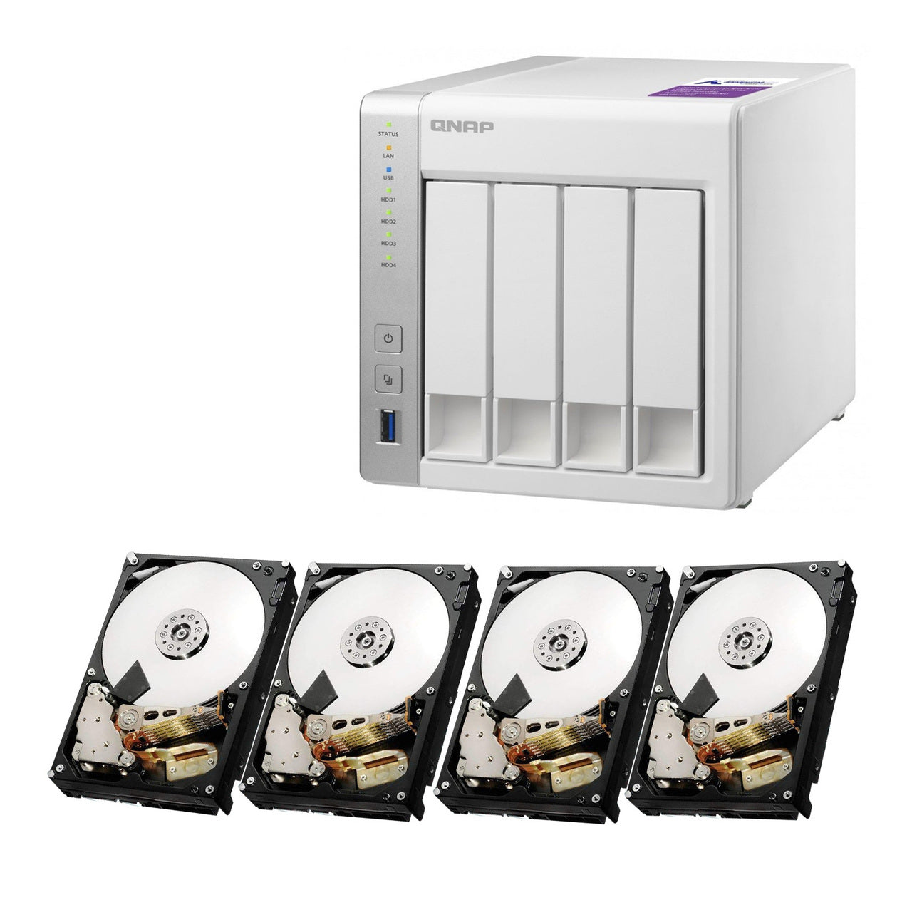 Special bundle - Qnap TS-431P-US 4-bay Personal Cloud NAS ARM Cortex A15 1.7GHzDual Core 1GB RAM + Pack of 4 - HGST 0S04007 Deskstar NAS 3.5-Inch 6TB Internal Hard Drive