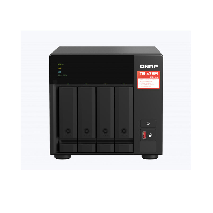 QNAP TS-473A 4-bay NAS/iSCSI IP-SAN, AMD Ryzen V1000 series V1500B 4C/8T 2.2 GHz, 8GB RAM, two 2.5GbE, 10G-ready