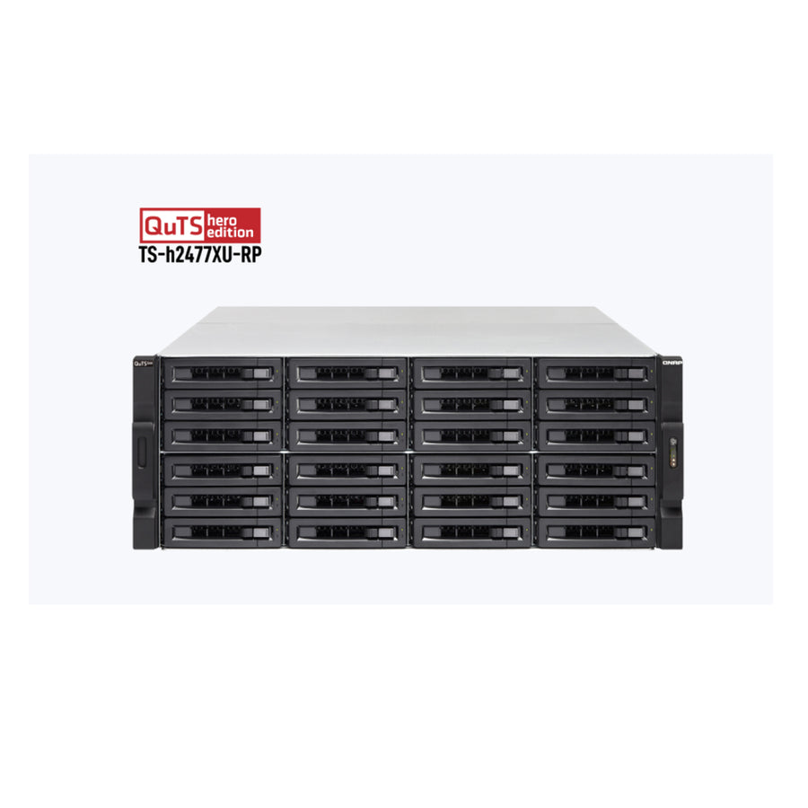 QNAP TS-H2477XU-RP-3700X-32G-US 4U 24-Bay QTS hero NAS/iSCSI IP-SAN, AMD Ryzen 7 3700X 3.4 GHz, 32GB DDR4,10GbE*2 SFP+