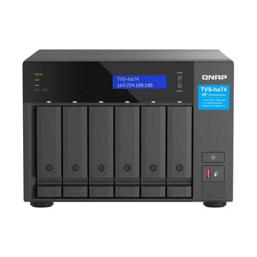 QNAP Ultra-High Speed 6 Bay NAS. Intel Core i3-12100 4C/8T, 16GB  DDR4 RAM, HDMI 1.4b, 250W PSU TVS-H674-i3-16G-US