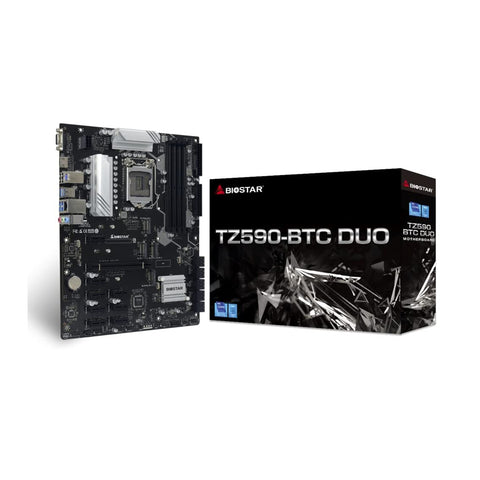 Biostar TZ590-BTC Duo Motherboard for Mining Intel Z590 LGA 1200(Intel 10th and 11th Gen) 9 GPU