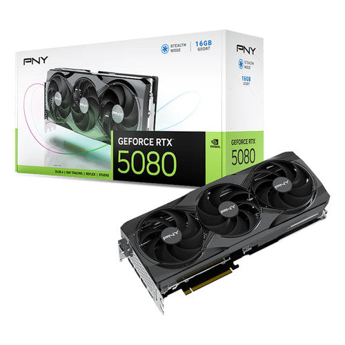 PNY NVIDIA GeForce RTX 5080 16GB 256-Bit GDDR7 DLSS 4.0 PCI Express 5.0 x16 Video Card VCG508016TFXPB1