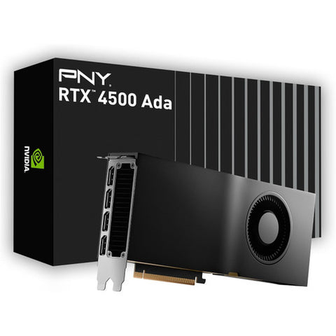 PNY NVIDIA RTX 4500 Ada Generation 24GB GDDR6 PCI Express 4.0 Dual Slot 4X DisplayPort, 8K Support VCNRTX4500ADA-PB