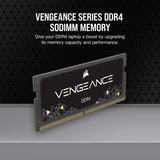 Corsair CMSX32GX4M2A3200C22  Vengeance SODIMM DDR4 RAM 32GB (2x16GB) 3200MHz CL22 Intel AMD Laptop Notebook Memory - Black