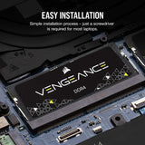 Corsair CMSX32GX4M2A3200C22  Vengeance SODIMM DDR4 RAM 32GB (2x16GB) 3200MHz CL22 Intel AMD Laptop Notebook Memory - Black