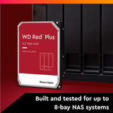 WD Red Plus NAS Internal Hard Drive HDD 8TB - 7200 RPM, SATA 6 Gb/s, CMR, 256 MB Cache, 3.5" WD80EFBX