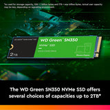 WD WDS200T3G0C 2TB WD Green SN350 NVMe Internal SSD Solid State Drive - Gen3 PCIe, QLC, M.2 2280, Up to 3,200 MB/s