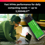 WD WDS200T3G0C 2TB WD Green SN350 NVMe Internal SSD Solid State Drive - Gen3 PCIe, QLC, M.2 2280, Up to 3,200 MB/s