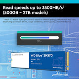 WD Blue SN570 NVMe 500 GB Internal Solid State Drive SSD - Gen3 x4 PCIe 8Gb/s, M.2 2280, Up to 3,500 MB/s WDS500G3B0C